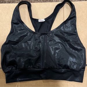 Faux shiny sports bra